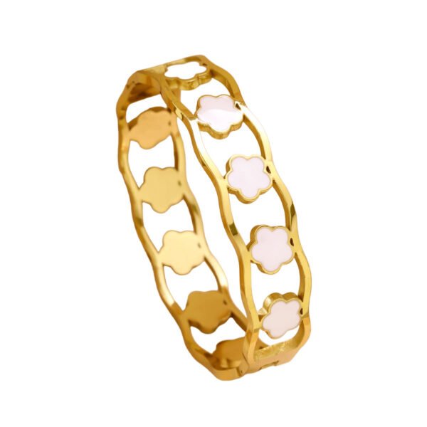 Blissful Enamel Petal Cuff Bangle