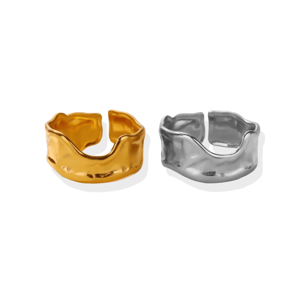 Cascading Pleat Wavy Open Ring