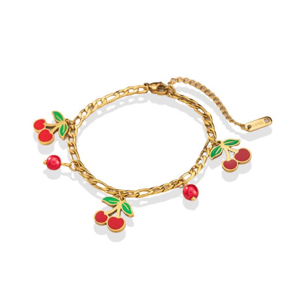 Cherry Bomb Figaro Charm Bracelet
