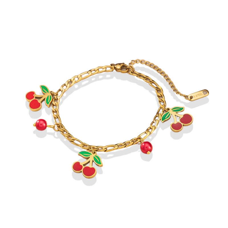 Cherry Bomb Figaro Charm Bracelet