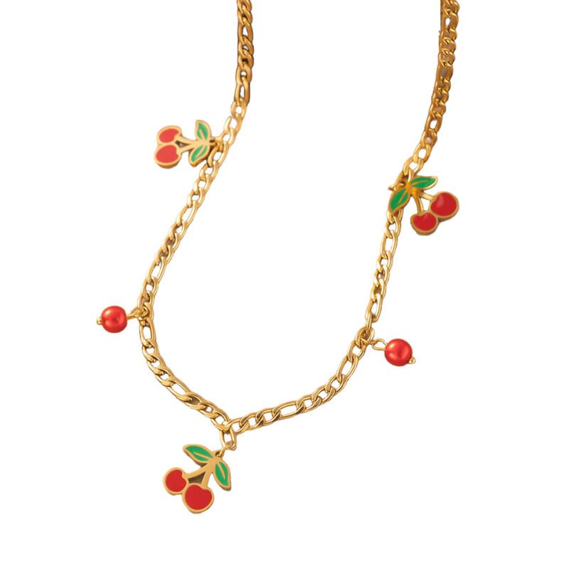 Cherry Kiss Figaro Chain Necklace