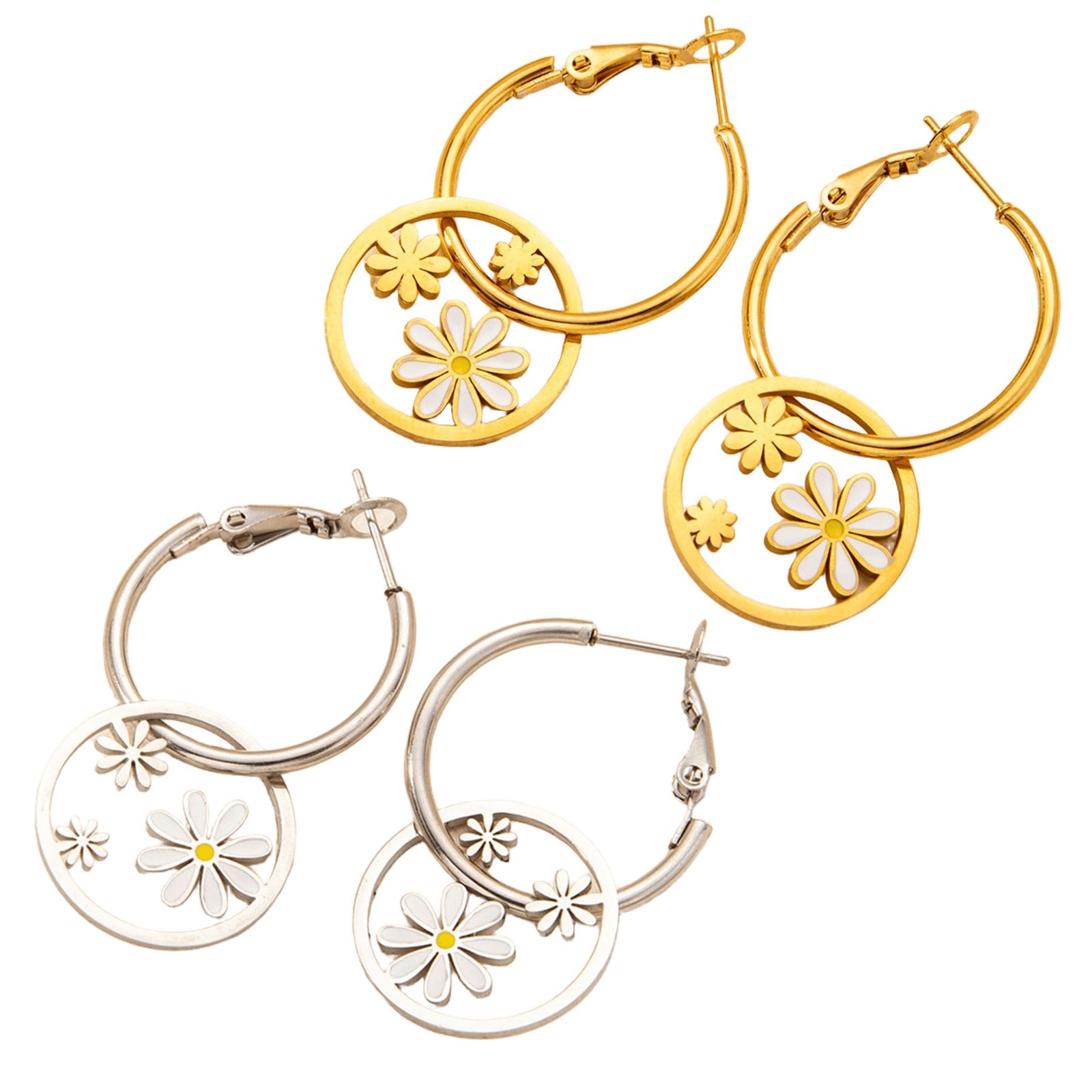 Daisy Charm Hoop Earrings