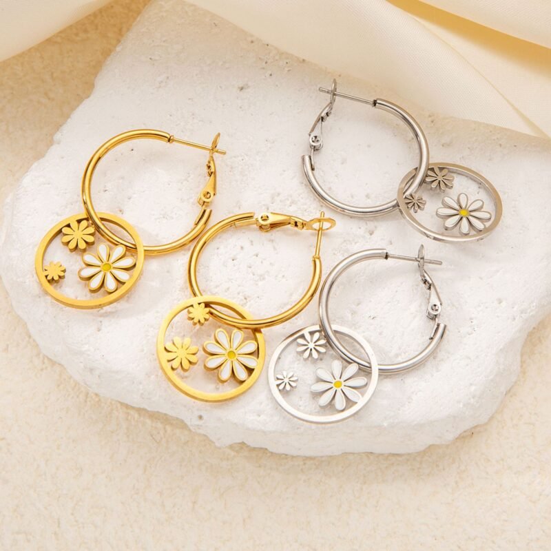 Daisy Charm Hoop Earrings