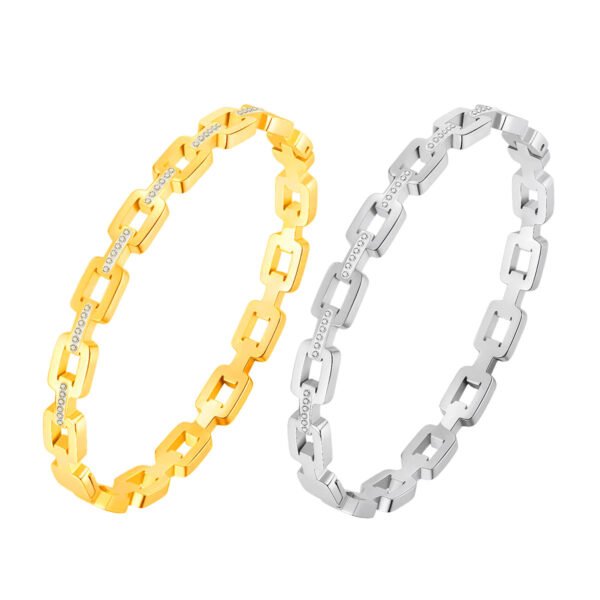 Diamond Zircon Square Link Bangle