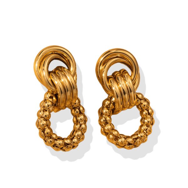 Double Knot Beaded Drop Gold Earrings