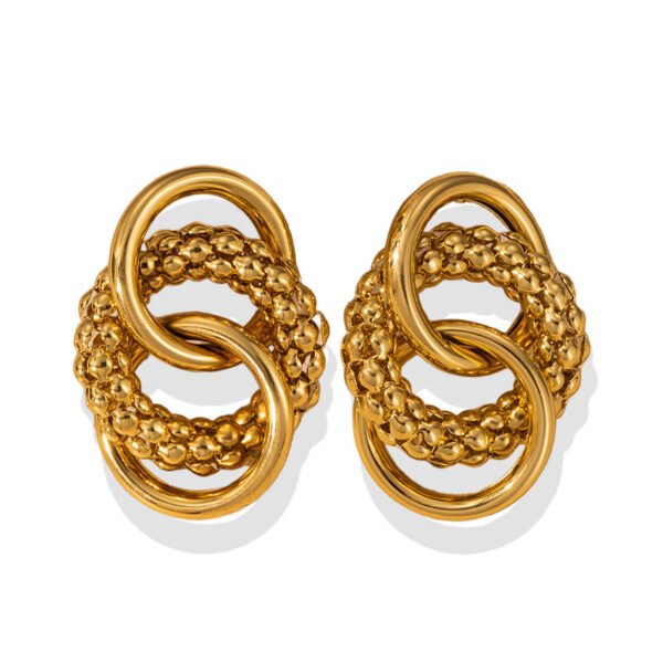 Entwined Beaded Knot Gold Earrings