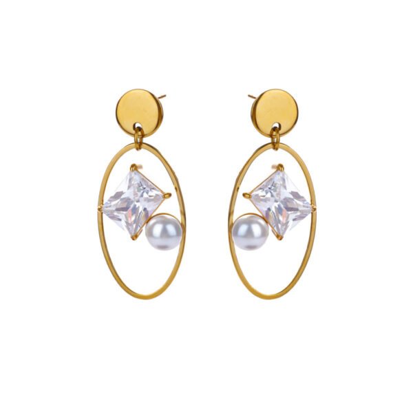 Ethereal Oval Pearl Zircon Hoops