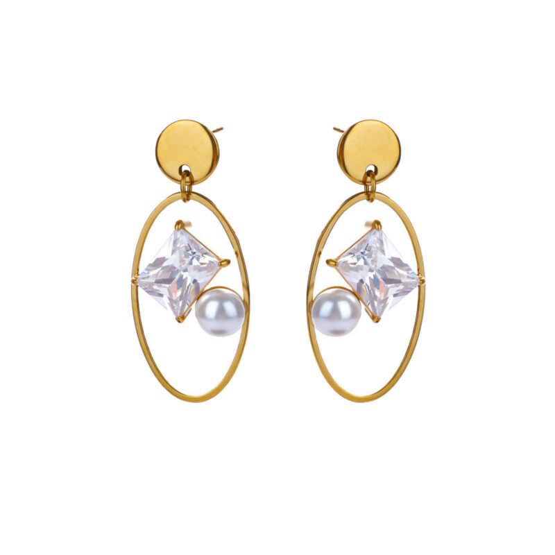 Ethereal Oval Pearl Zircon Hoops
