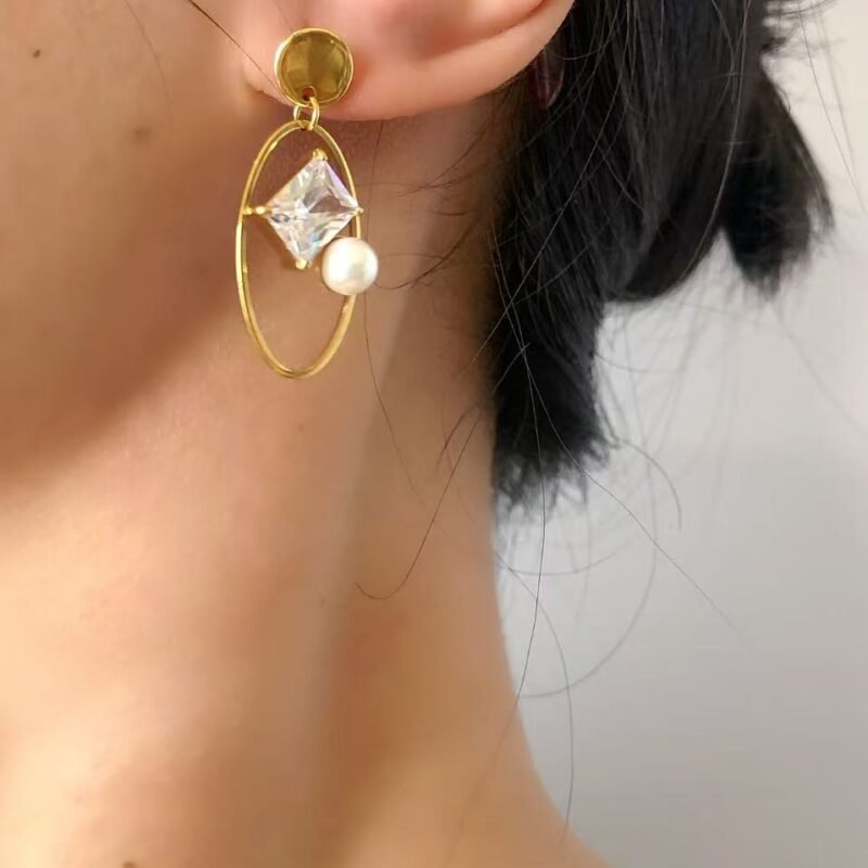 Ethereal Oval Pearl Zircon Hoops