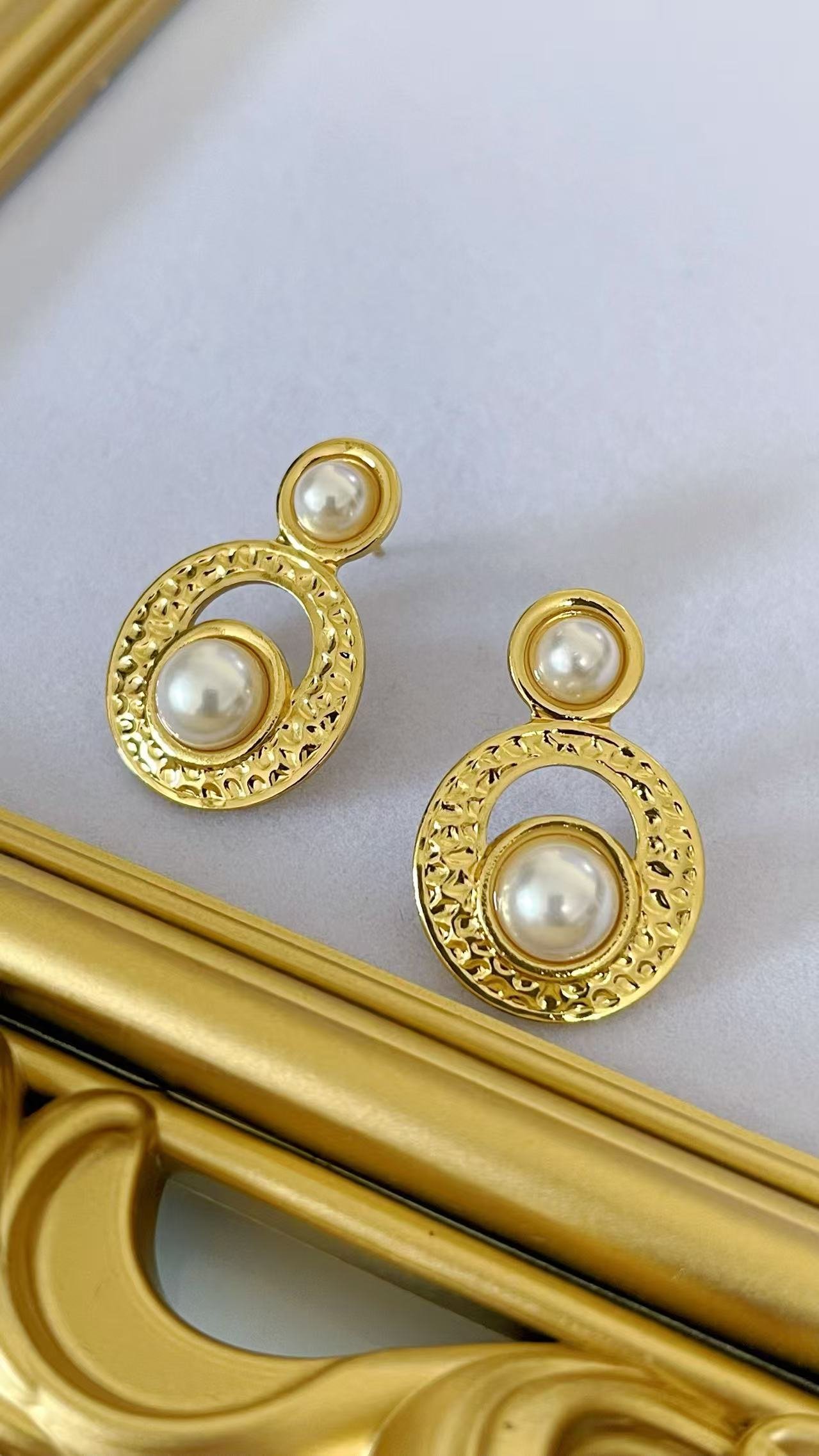 Filigree Pearl Drop Earrings - Image 3