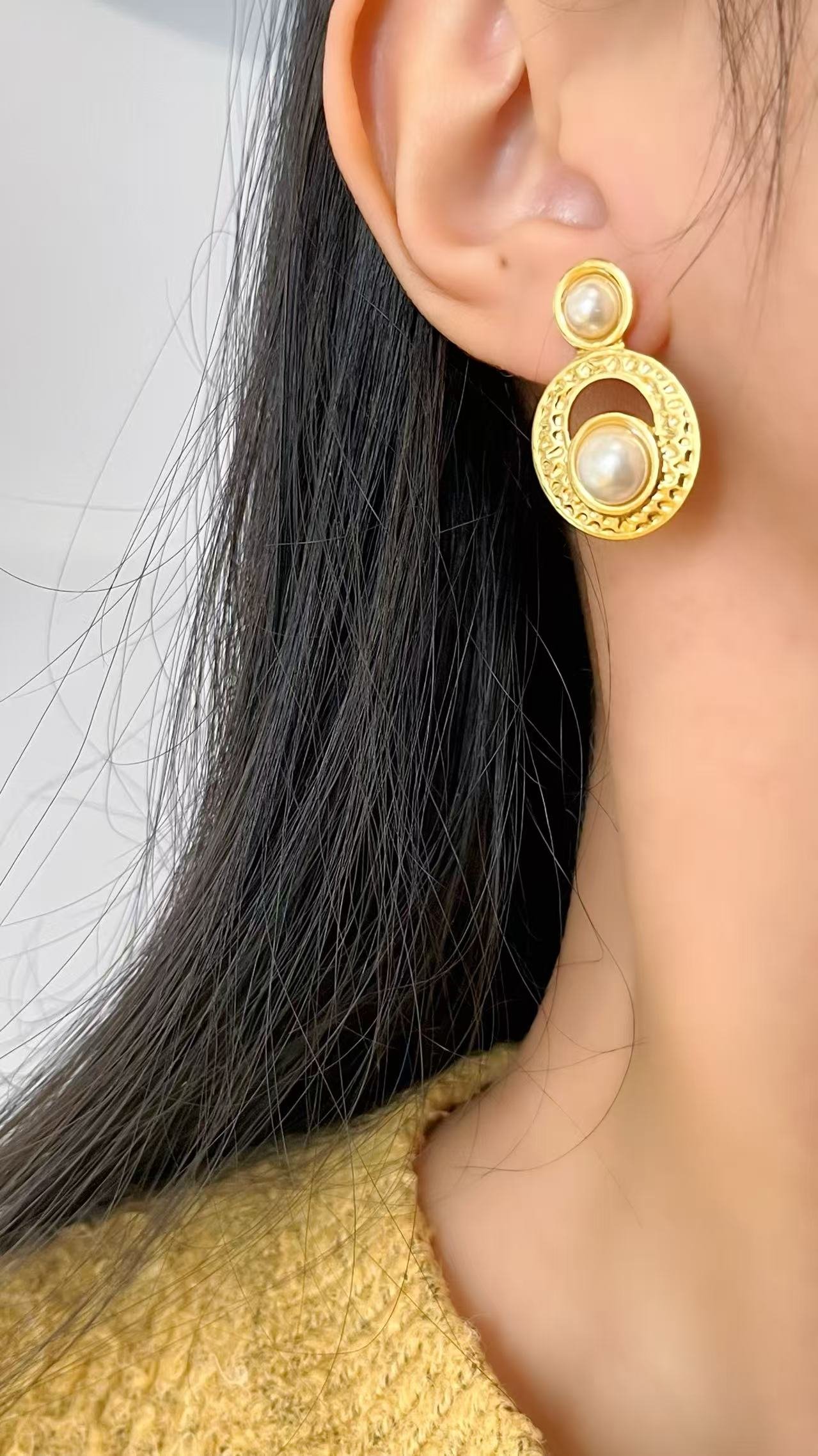 Filigree Pearl Drop Earrings - Image 2