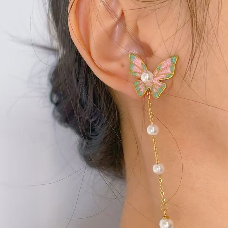 Flutterglow Pearl Butterfly Earrings