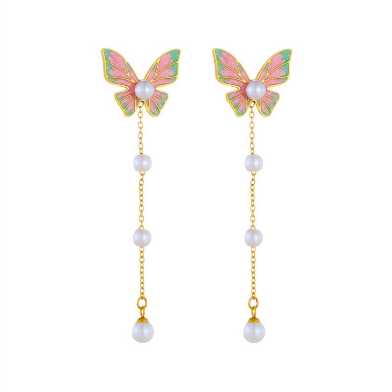 Flutterglow Pearl Butterfly Earrings