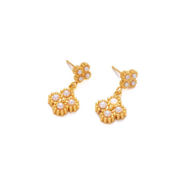 Lucky Pearl Clover Drop Earrings