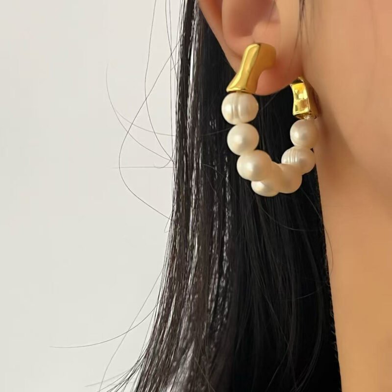 Luminous Pearl Cascade Hoops