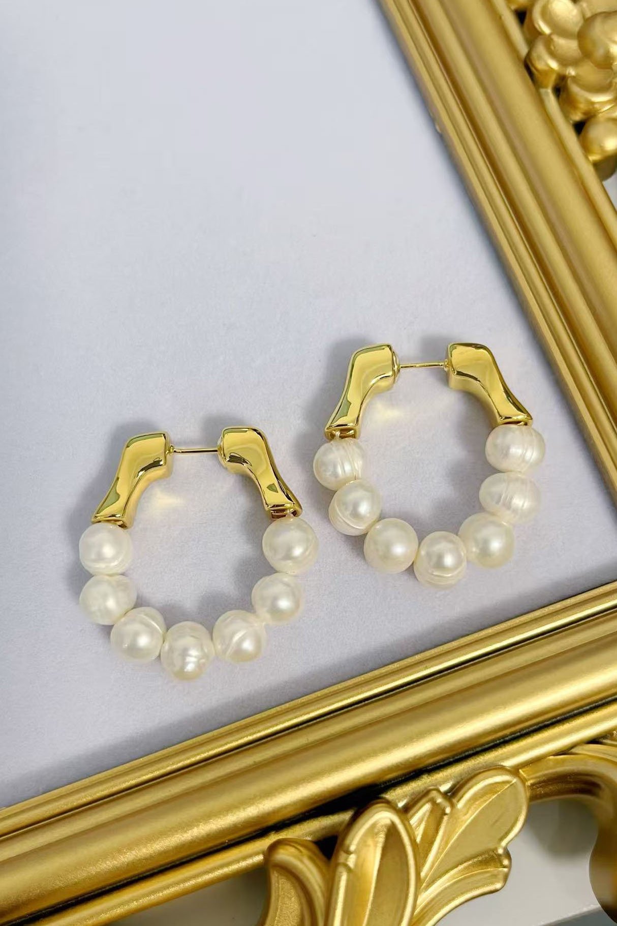 Luminous Pearl Cascade Hoops - Image 4