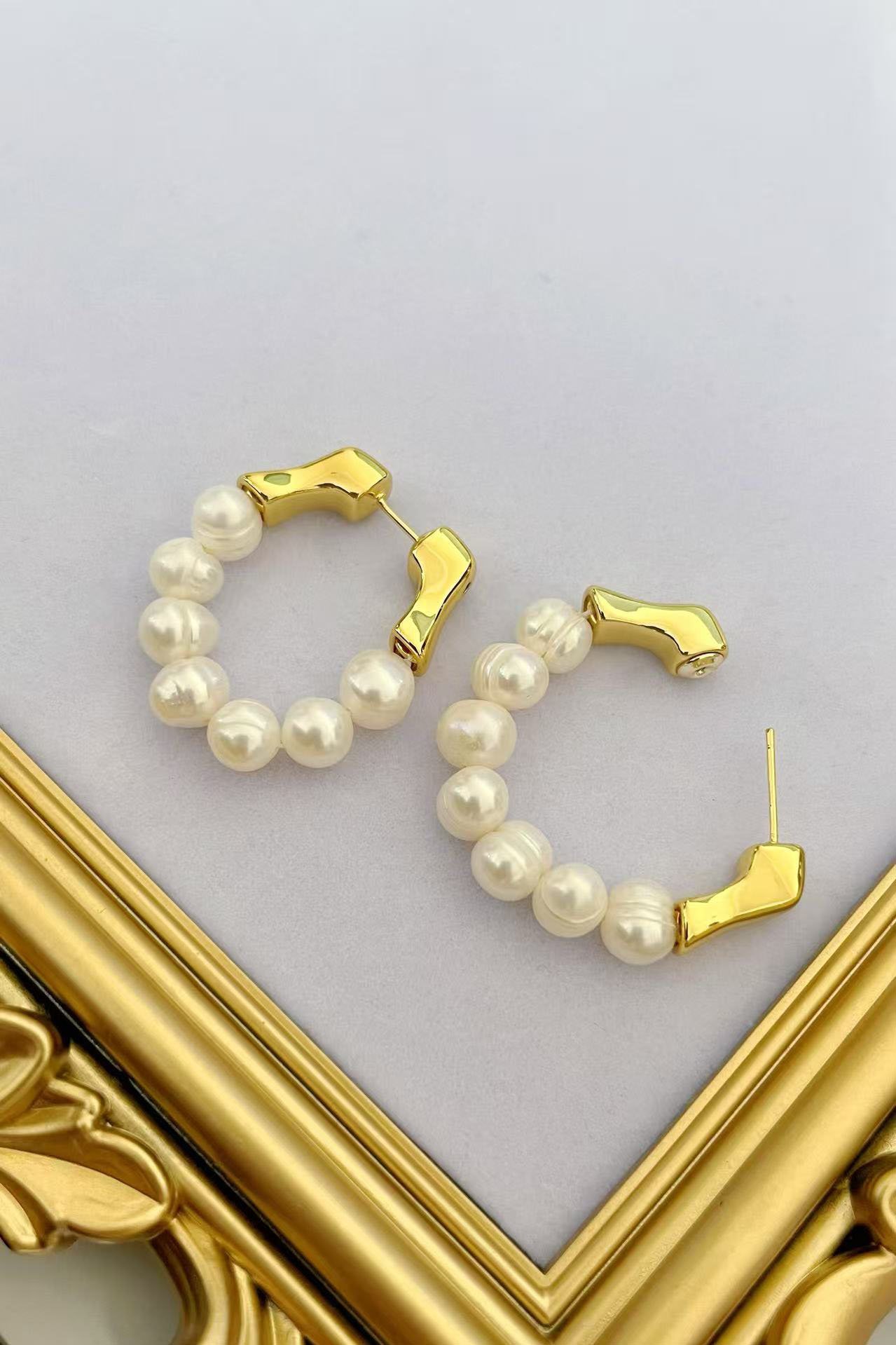 Luminous Pearl Cascade Hoops - Image 3