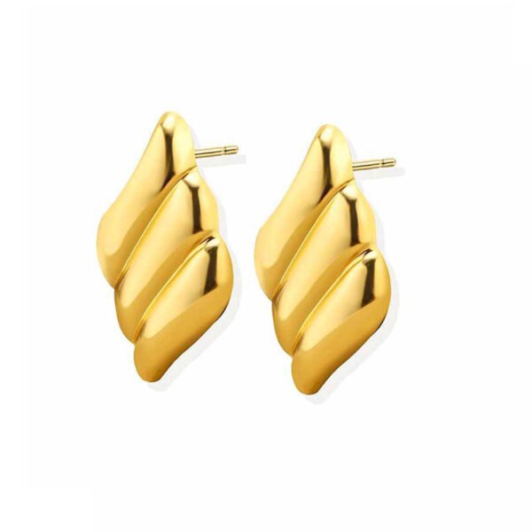 Lush Triple Leaf Gold Stud Earrings