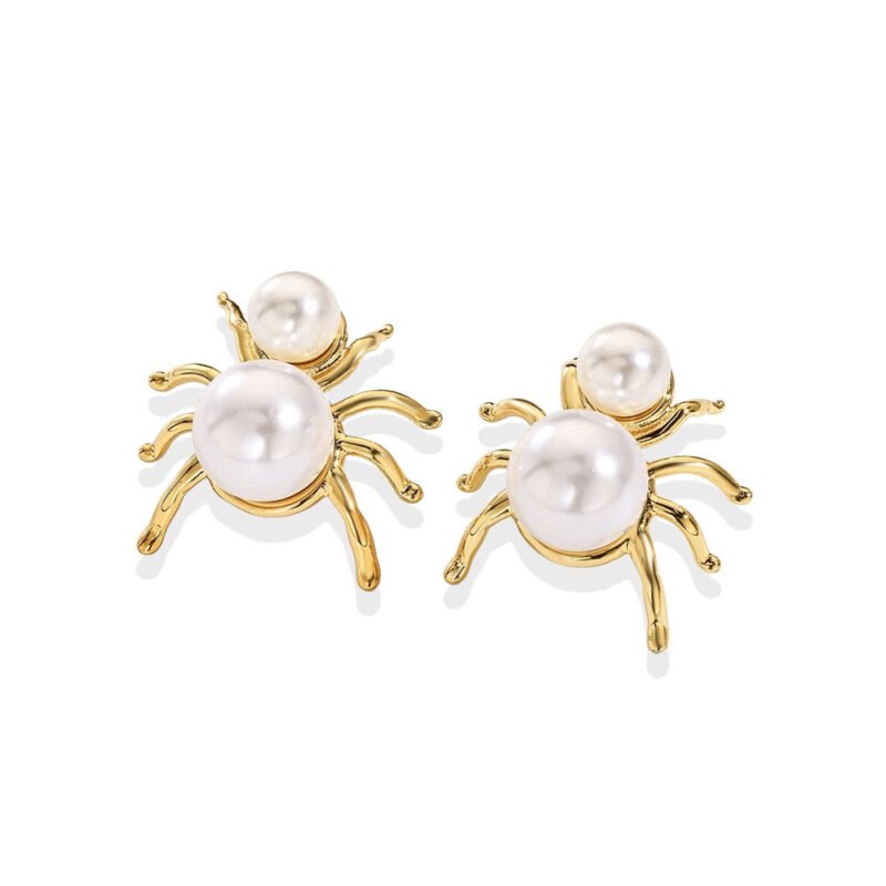 Luxe Pearl Spider Stud Earrings