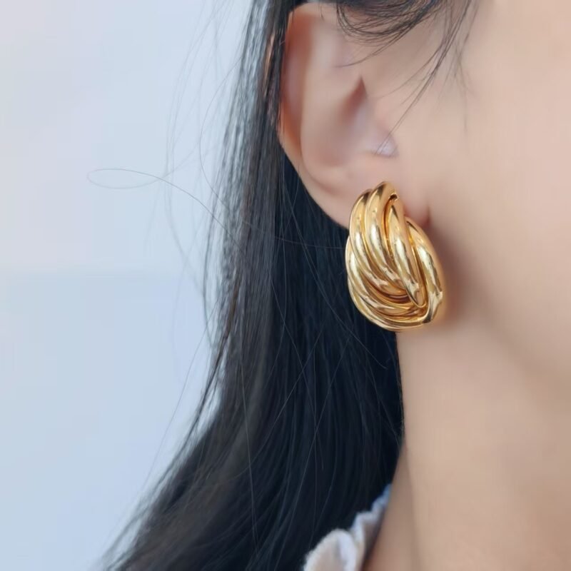 Luxe Twisted Gold Dome Earrings