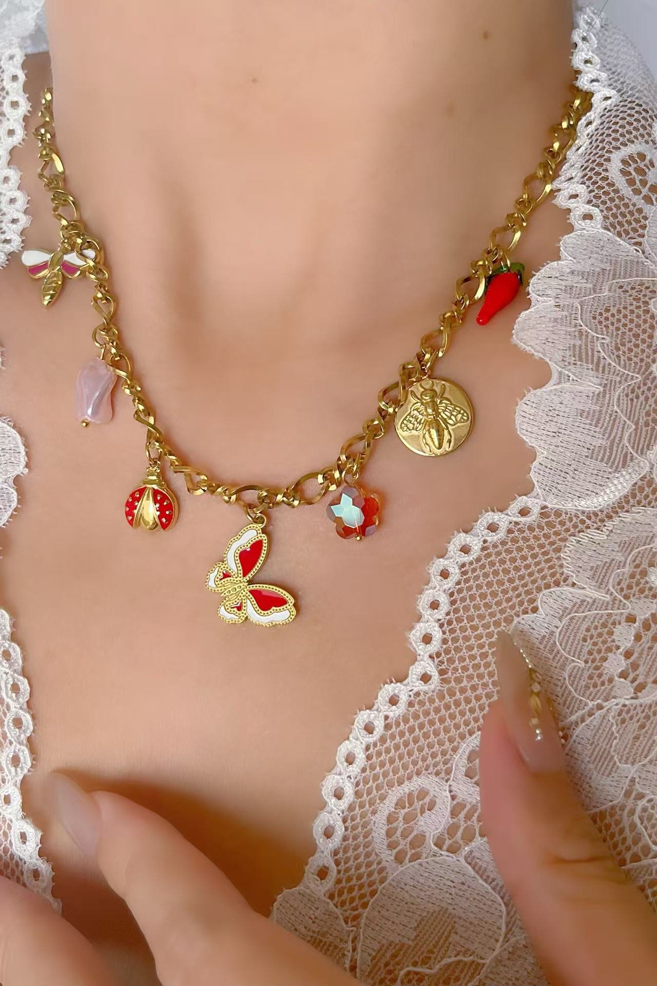 Pollenburst Enamel Charm Necklace - Image 2