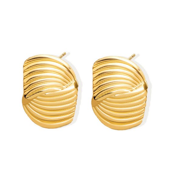 Ripple Fan Gold Stud Earrings