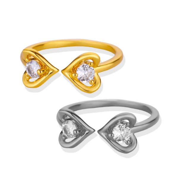 Twin Ember Zircon Heart Split Ring