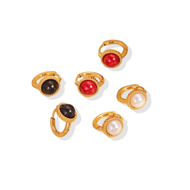 Vintage Pearl Bezel Huggie Hoops