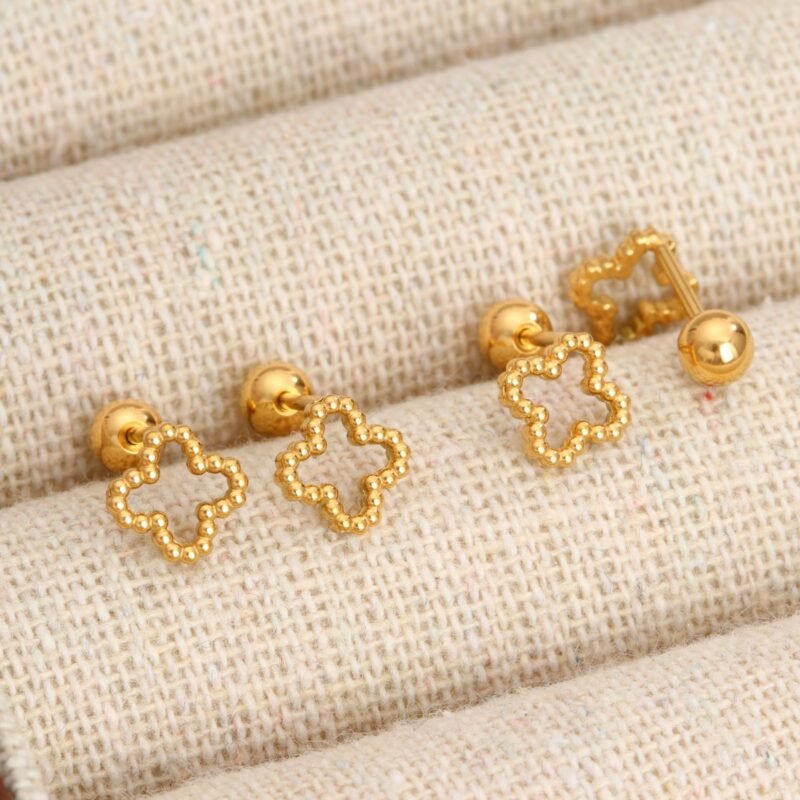 Beaded Mini Clover Stud Earrings