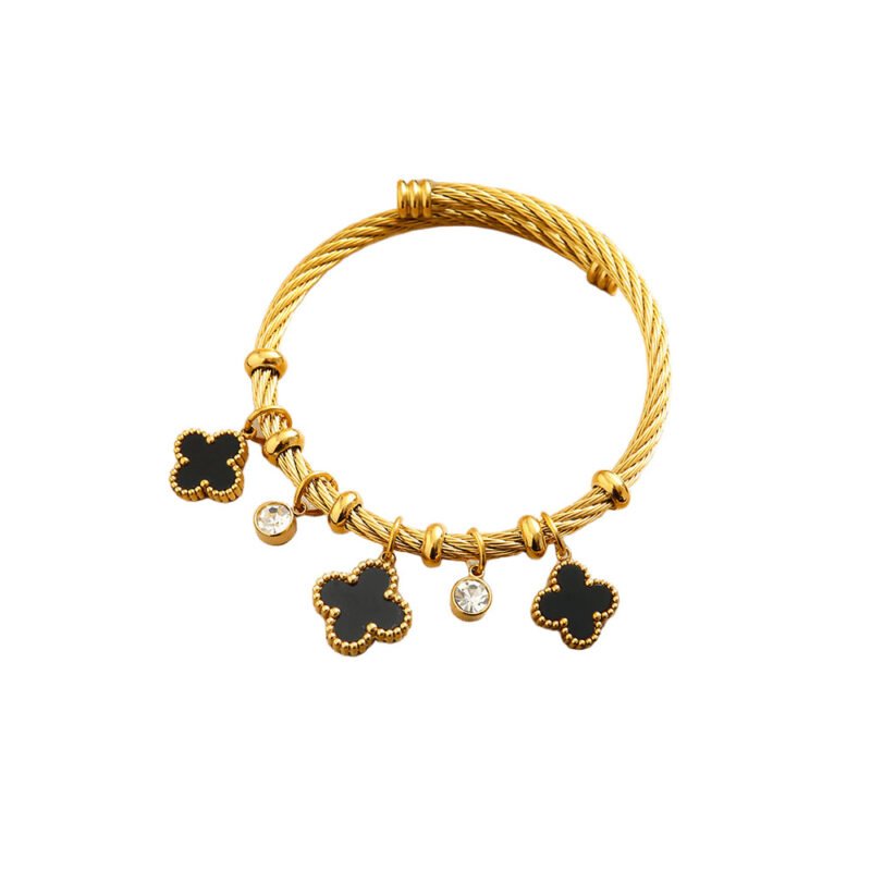 Black Clover Charm Cable Bangle
