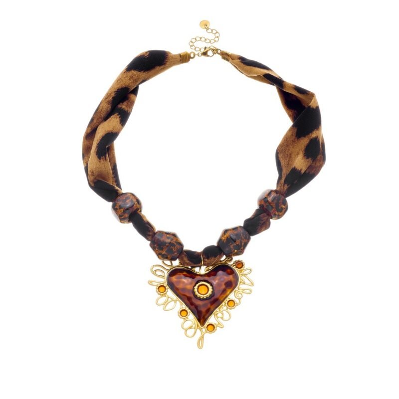 Bold Leopard Heart Statement Necklace