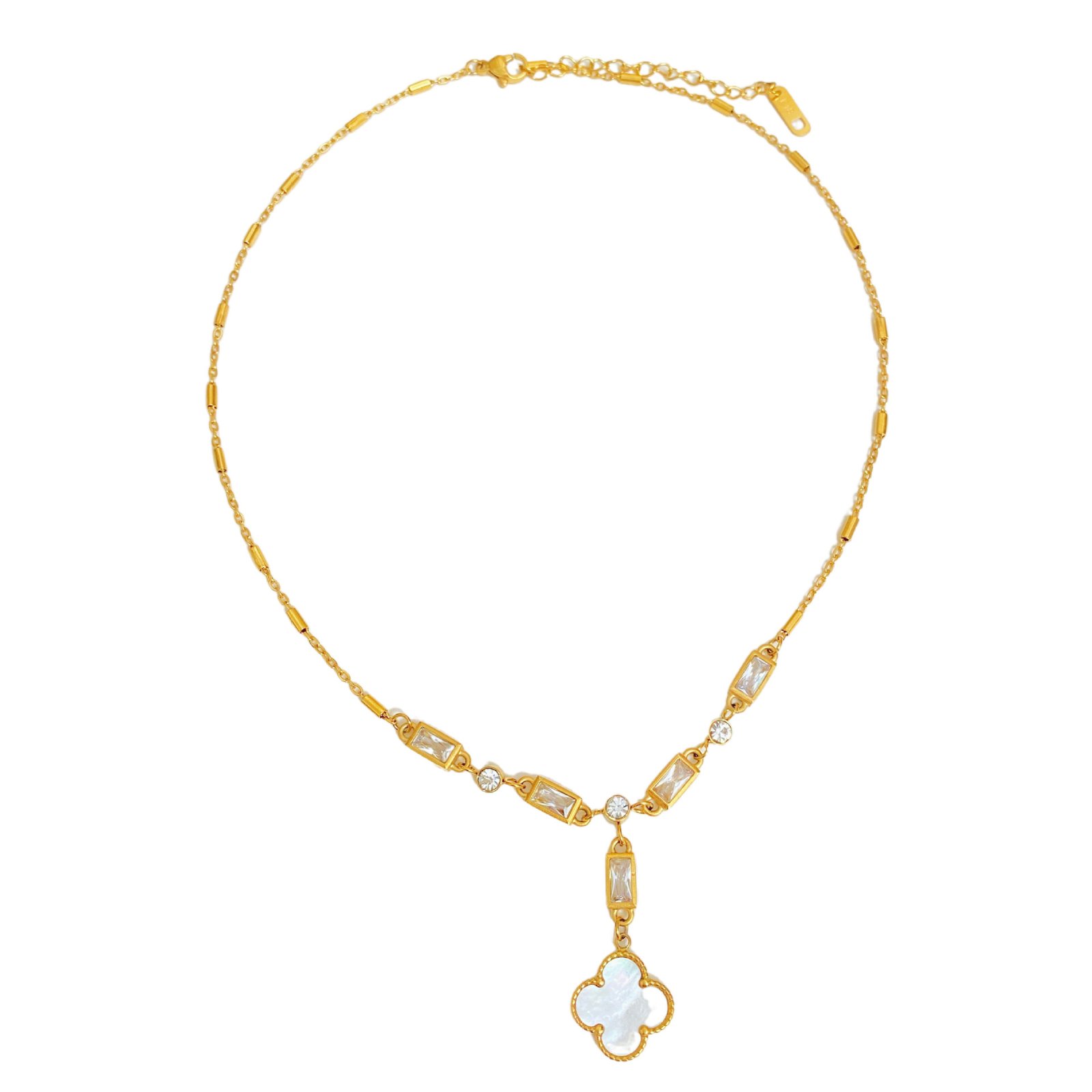 Clover Crystal Y-Drop Necklace