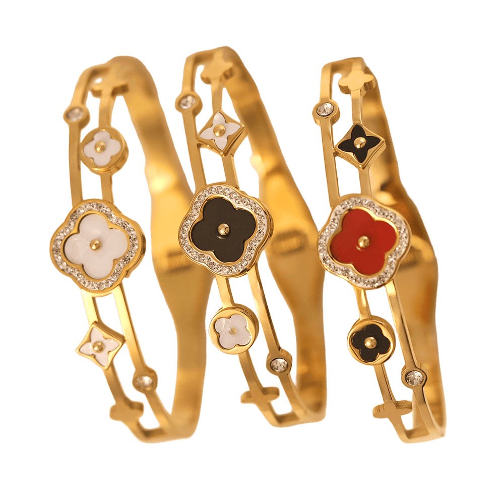 Clover Vine Crystal Bangle