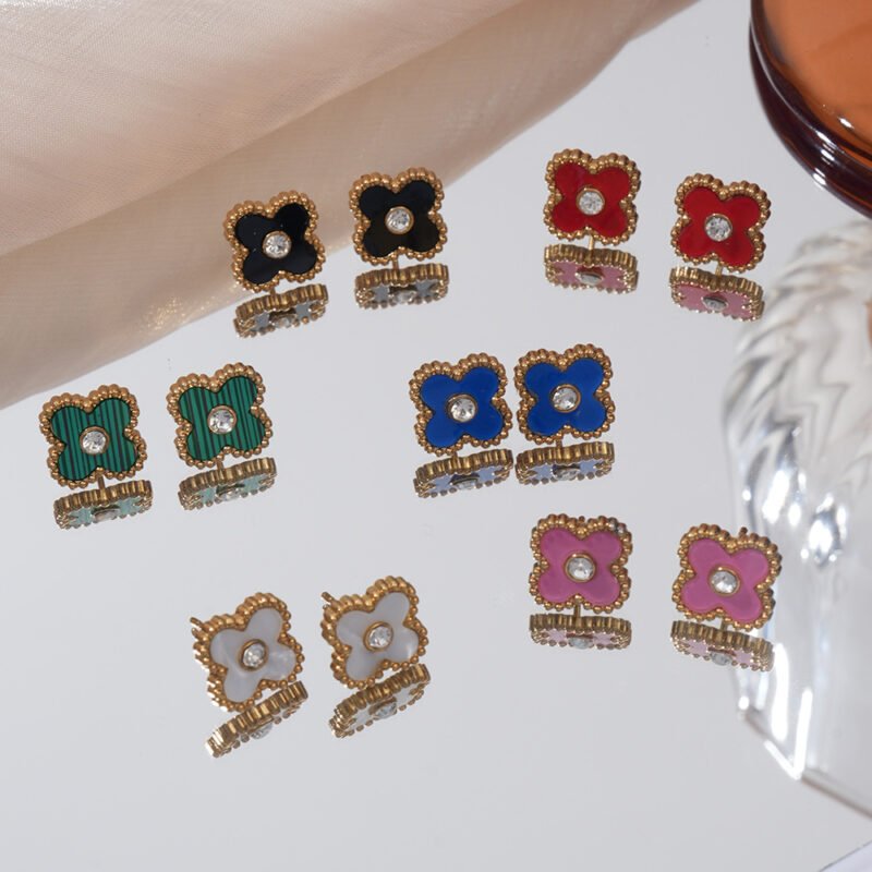 Clover Zircon Stud Earrings