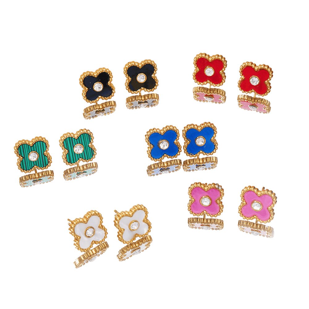 Clover Zircon Stud Earrings