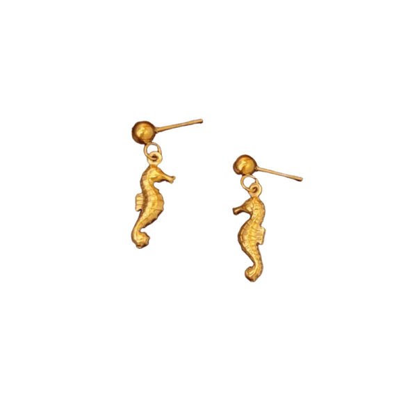 Dainty Gold Seahorse Drop Earrings