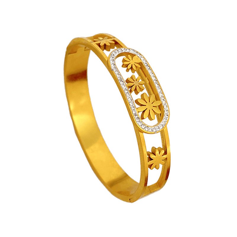 Daisy Cutout Crystal Bangle