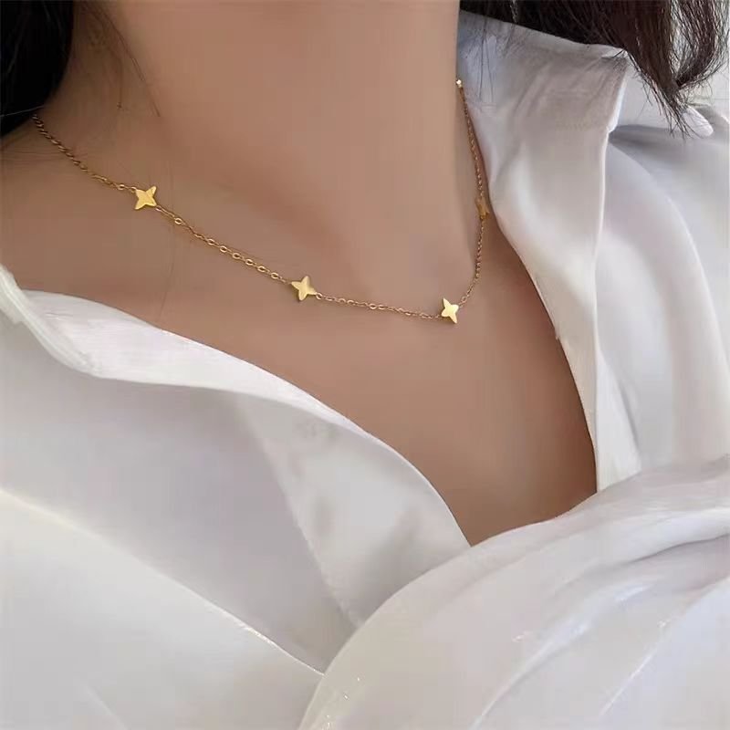 Delicate Star Station Gold Choker Necklace