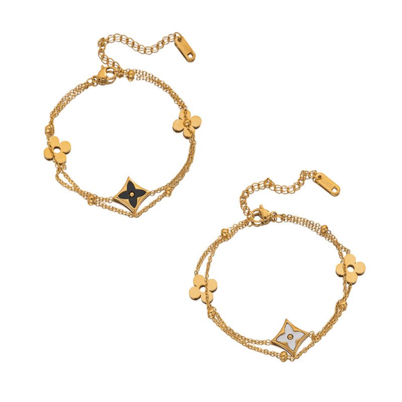 Double Chain Star Clover Bracelet