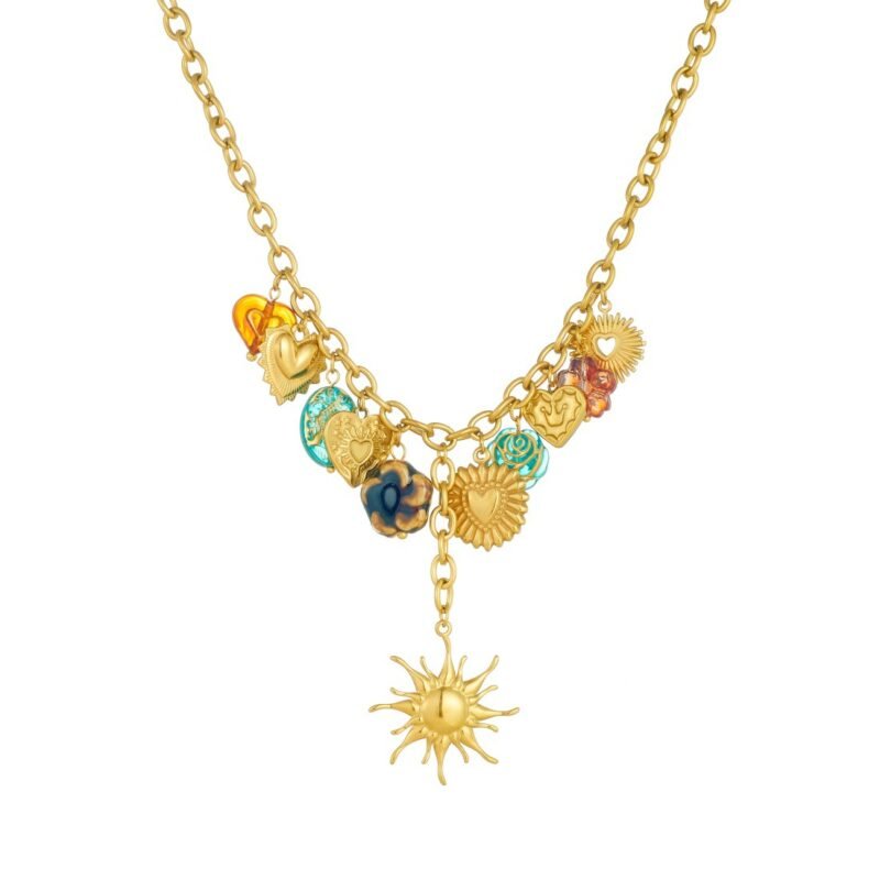 Eclectic Multi-Charm Sun Y-Necklace