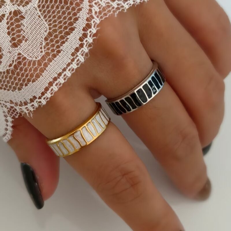 Enamel Groove Open Ring