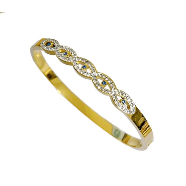 Evil Eye Protection Zircon Gold Bangle