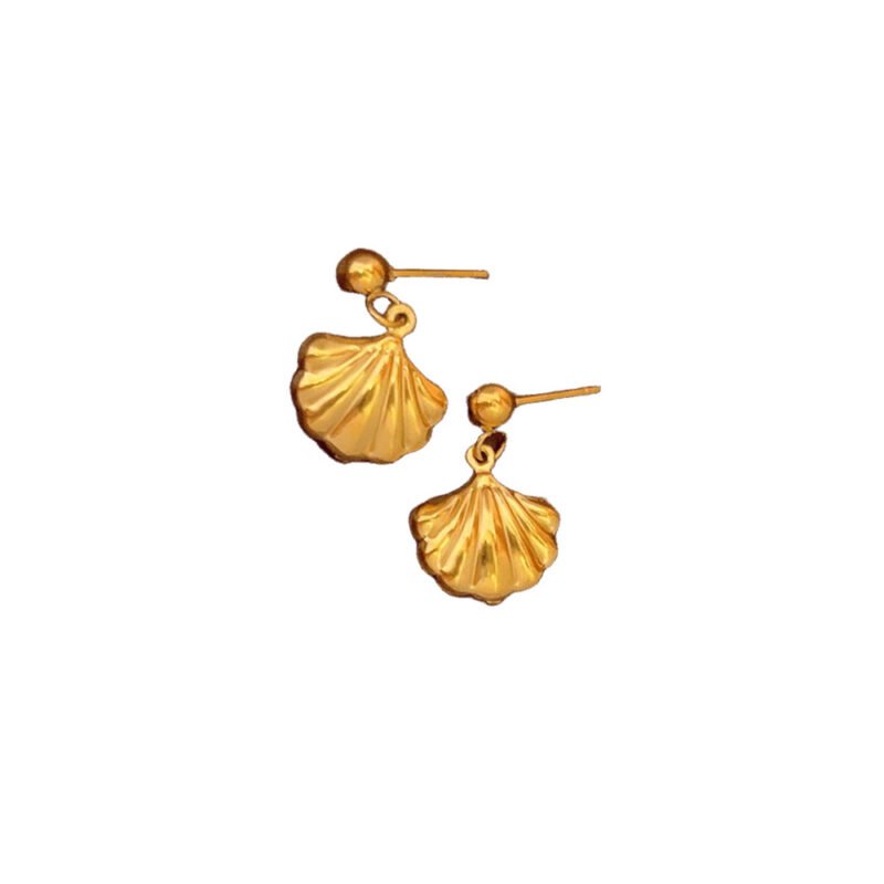 Golden Scallop Shell Drop Earrings