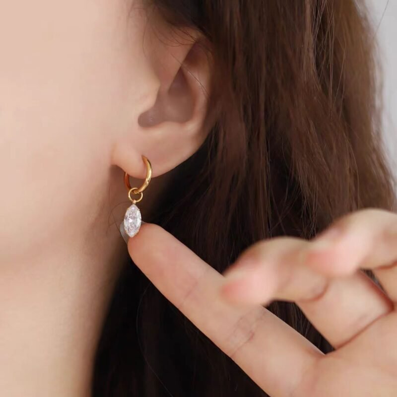 Luxe Teardrop Zircon Drop Hoops