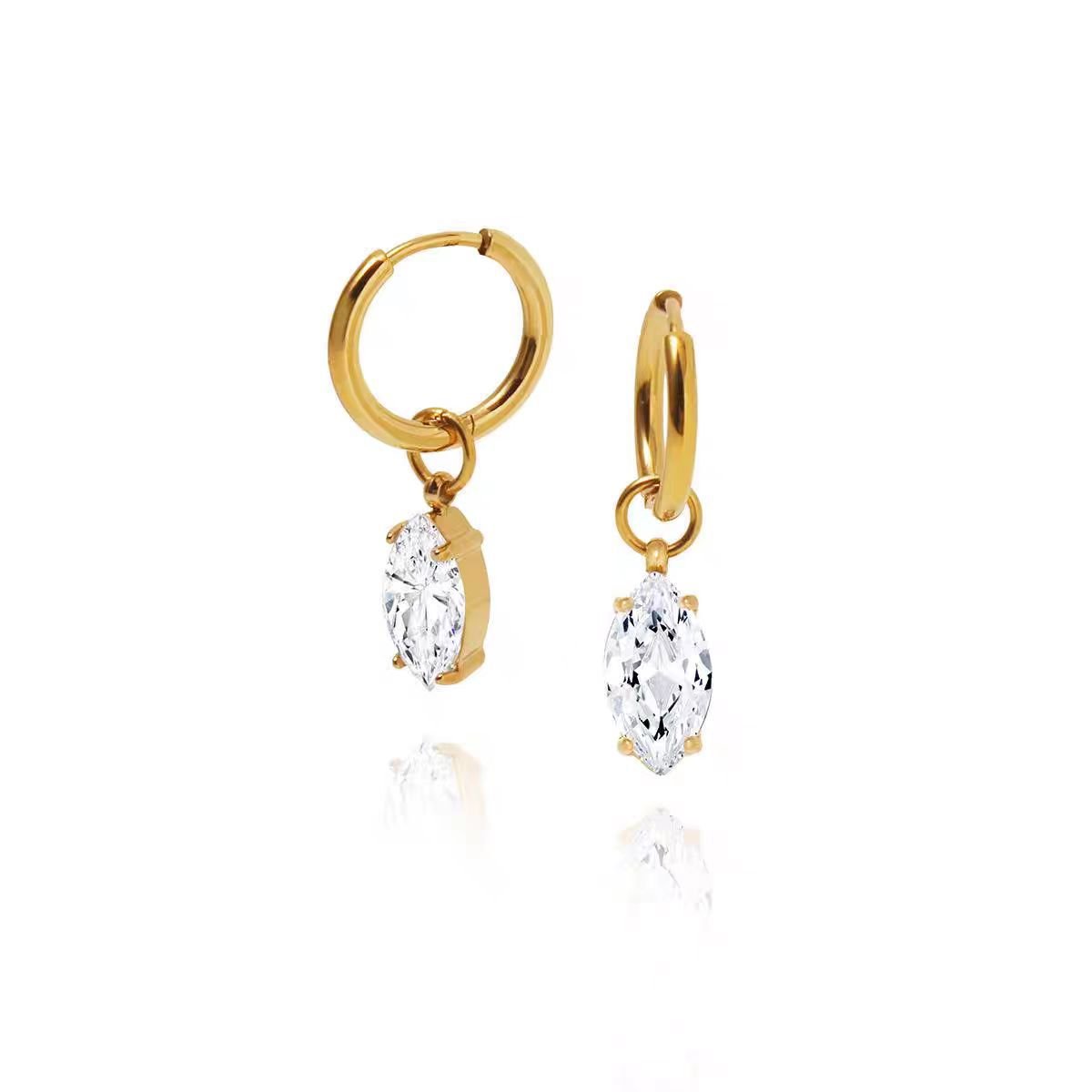 Luxe Teardrop Zircon Drop Hoops