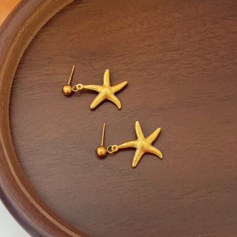 Petite Textured Starfish Drop Earrings