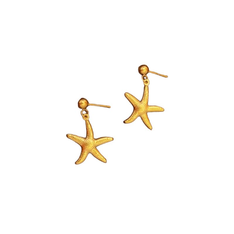 Petite Textured Starfish Drop Earrings