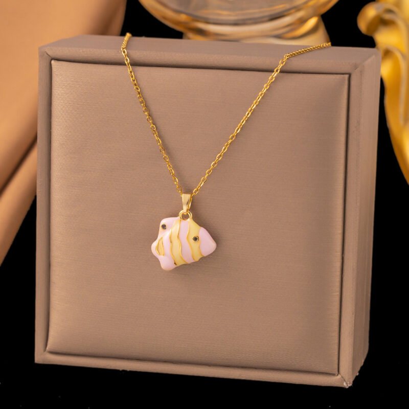 Pink Tropical Fish Pendant Necklace