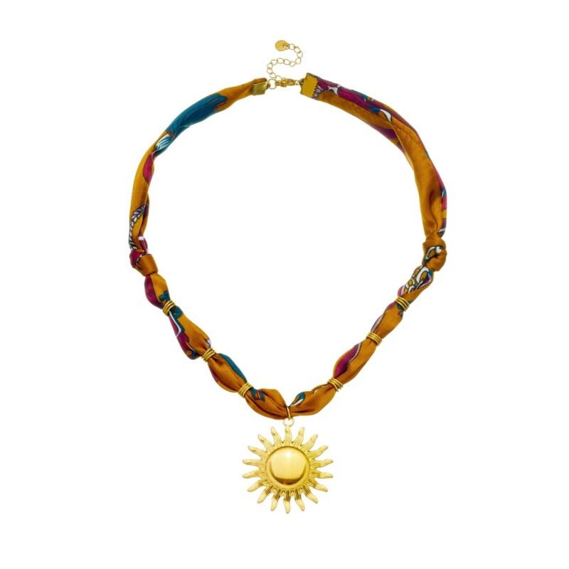 Radiant Sunburst Scarf Chain Necklace