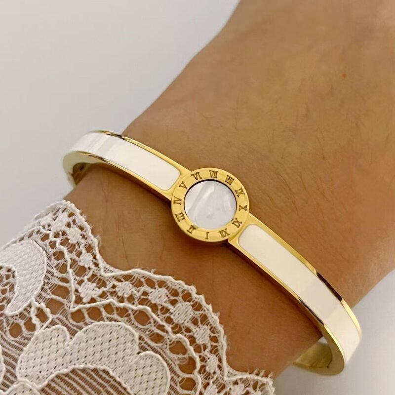 Roman Numeral Enamel Bangle